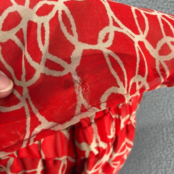 Banana Republic Dress Women 2 Red Maxi Blouson Sundress Pleats Sleeveless Strap* - Picture 5 of 12